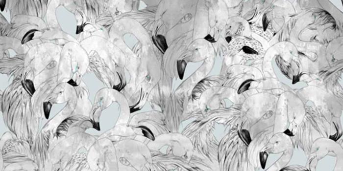 1000x1000 Flamingo Wallpaper – Pale Blue – Rouse Home