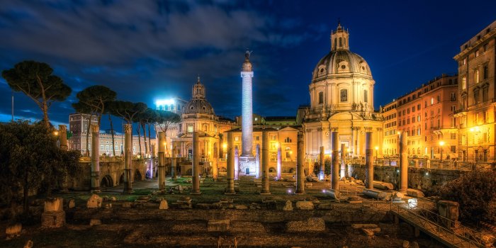 4800x2796 italy, Ruins, Famous, Buildings, Trajans, Forum, Rome, Night, Cities  Wallpapers HD / Desktop and Mobile Backgrounds