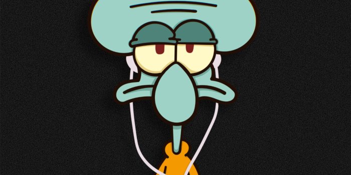 1280x2560 Squidward Listening Music Black Meme Wallpapers - Wallpapers Clan
