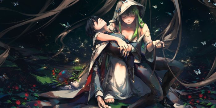 1332x850 Wallpaper girl, flowers, guy, two, Code Geass, C.C., Code geass, Lelouch  Lamperouge images for desktop, section сёнэн - download