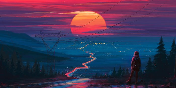 2560x1600 Sunset Horizon Scenery Landscape Art 4K Wallpaper #178