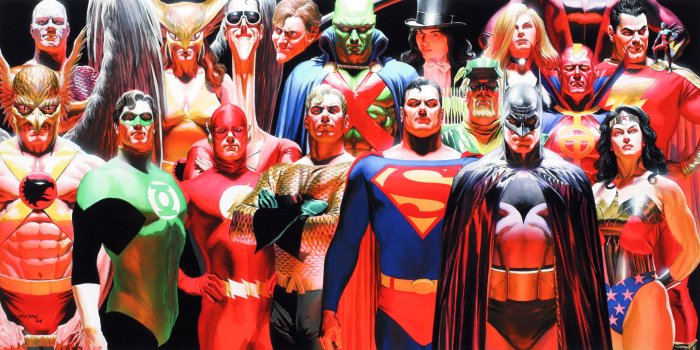 2000x996 Dc Comics Superheroes Wallpaper - Alex Ross Justice League Art (#2987210) -  HD Wallpaper & Backgrounds Download