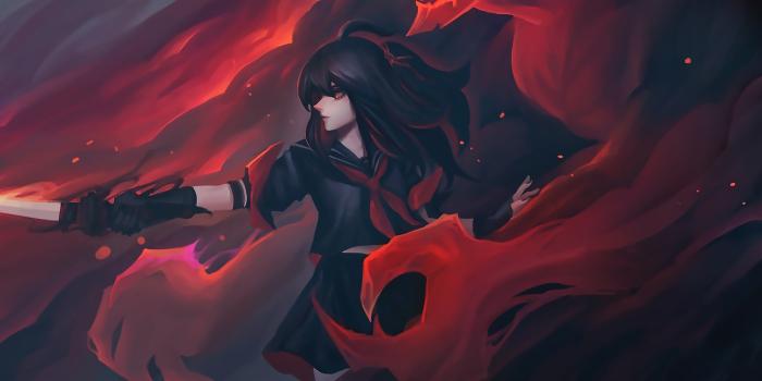 2554x1080 Girl With Sword Red Eyes Background Anime Original, HD Anime, 4k Wallpapers,  Images, Backgrounds, Photos and Pictures