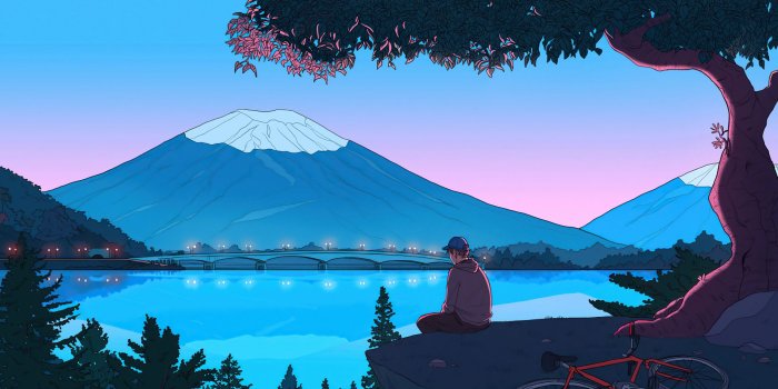 1920x1080 Desktop Wallpaper Mountain, Artwork, Relax At Lake Side, Relaxed, Hd Image,  Picture, Background, 75b476