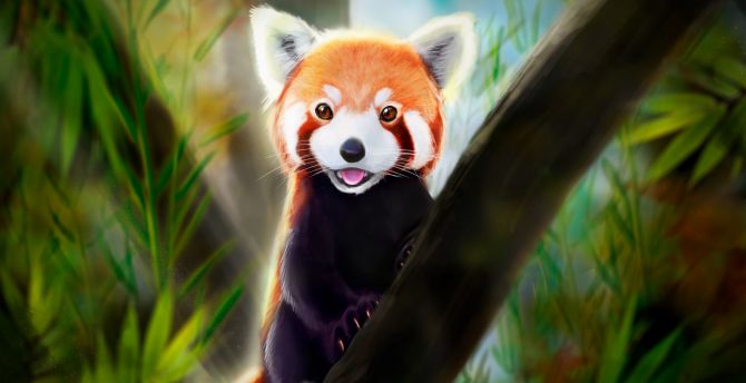 670x344 Cute, red panda, art wallpaper, hd image, picture, background, 4d1aaf |  wallpapersmug