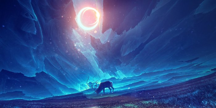 1920x1080 horn, Anime, Sky, Blue, Moon, Animal Wallpapers HD / Desktop and Mobile  Backgrounds