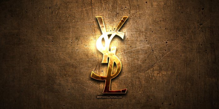 2560x1600 Download wallpapers Yves Saint Laurent golden logo, artwork, brown metal  background, creative, Yves Saint Laurent logo, brands, Yves Saint Laurent  for desktop with resolution 2560x1600. High Quality HD pictures wallpapers