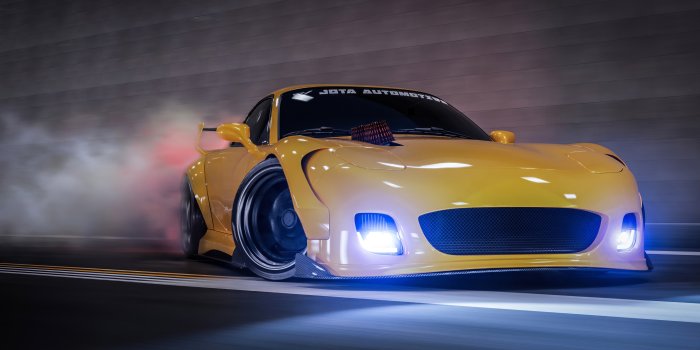 3840x2160 Wallpaper 4k Yellow Mazda Rx7 Drifting Wallpaper