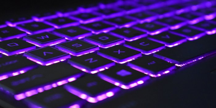 3840x2160 Download wallpaper 3840x2160 keyboard, backlight, purple 4k uhd 16:9 hd  background