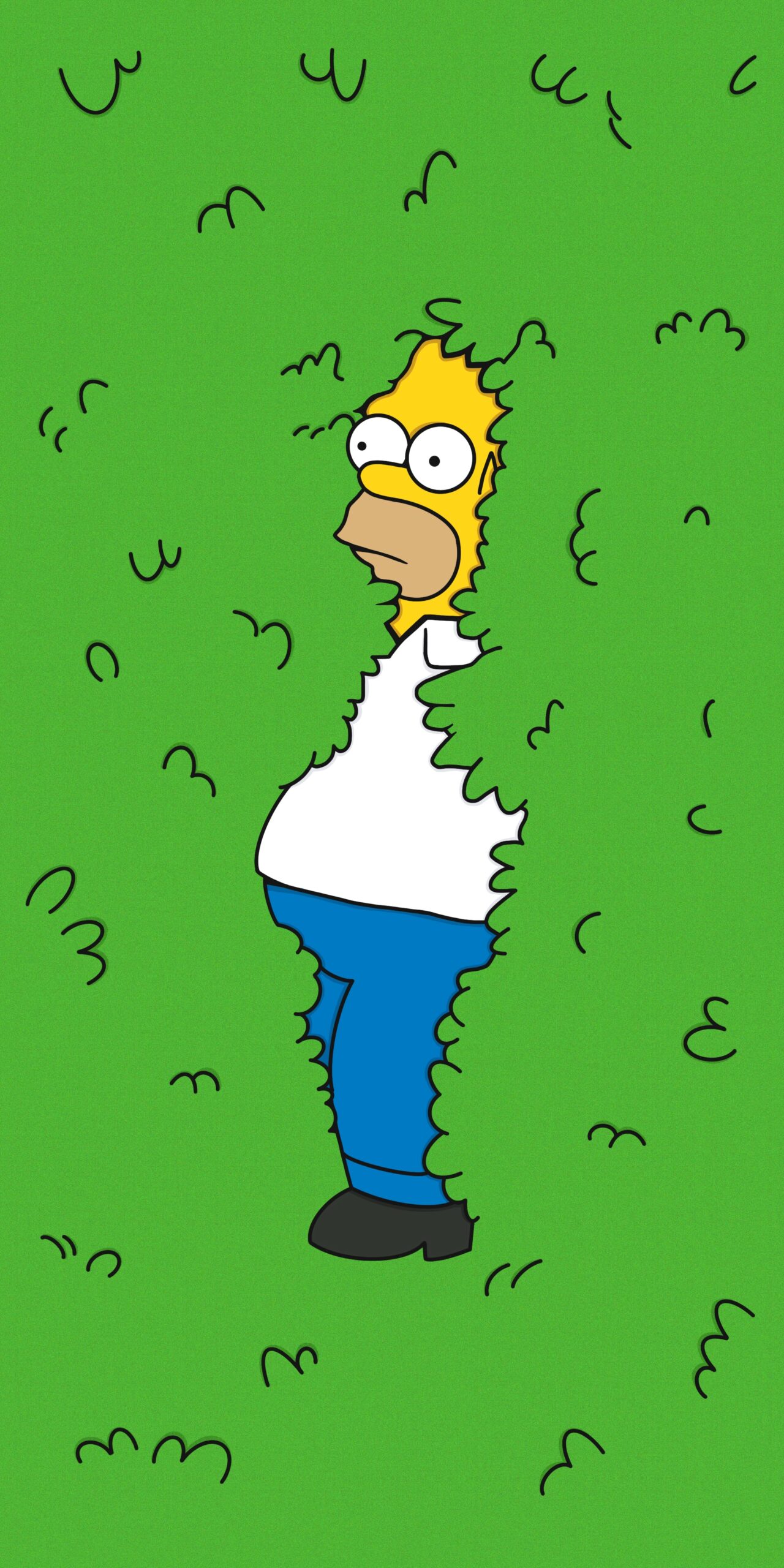 1280x2560 Homer Backs into Bushes Phone Background - Cool Simpsons Wallpapers