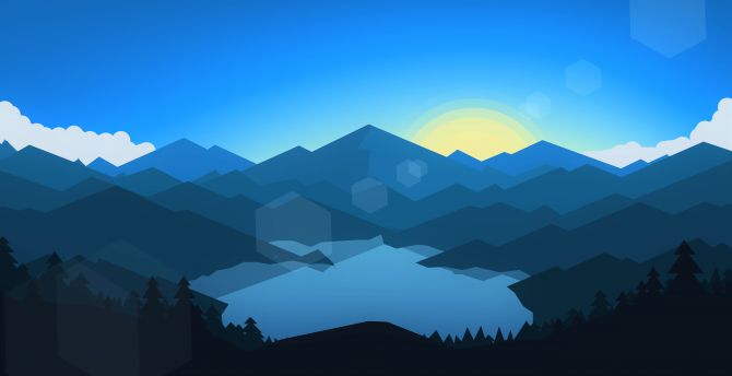 670x344 Forest, mountains, sunset, cool weather, minimalism wallpaper, hd image,  picture, background, 7a22c5 | wallpapersmug