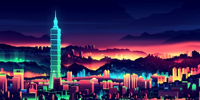 2880x1800 Neon City HD wallpaper
