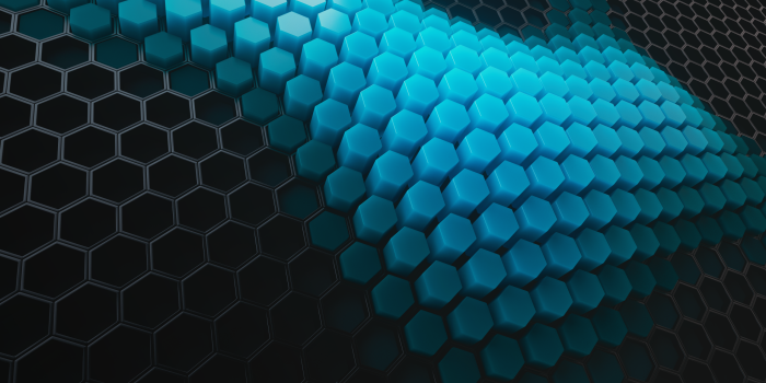 2560x1440 Hexagons Wallpaper 4K, Patterns, Cyan background, Cyan blocks, Abstract,  #2288