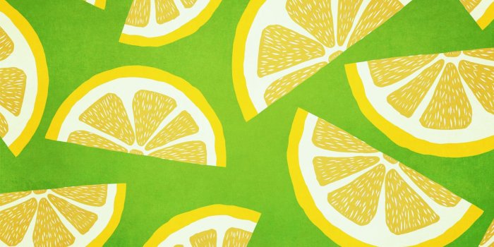 1366x768 Download wallpaper 1366x768 lemon, slices, pattern, citrus, yellow tablet,  laptop hd background