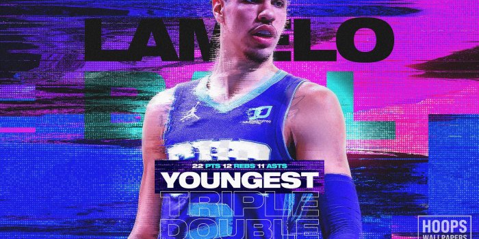 2304x1296 HoopsWallpapers.com – Get the latest HD and mobile NBA wallpapers today! »  Blog Archive NEW LaMelo Ball Youngest Triple Double wallpaper! -  HoopsWallpapers.com - Get the latest HD and mobile NBA wallpapers today!