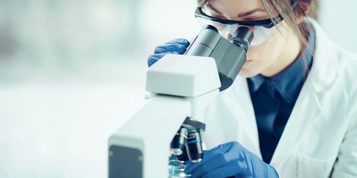 1332x850 Wallpaper woman, laboratory, microscope images for desktop, section девушки  - download