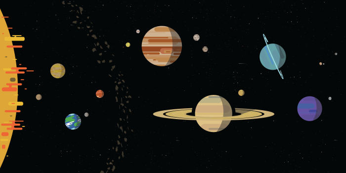 8000x4500 Stylized scale Solar System wallpapers (Based on advice from r/space) : r/ space