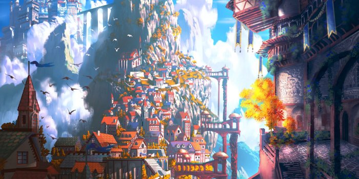 2560x1600 Download wallpaper 2560x1600 city, fantasy, castle, art widescreen 16:10 hd  background