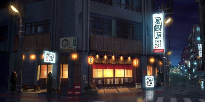 1920x1080 Night Street Anime Wallpapers