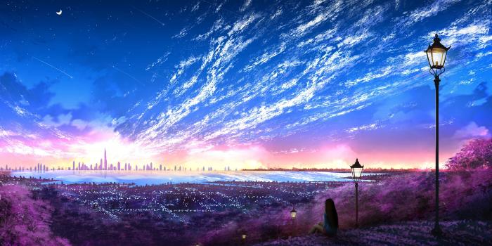 4096x2304 Sky City Scenery Horizon Landscape Anime 8K Wallpaper #131