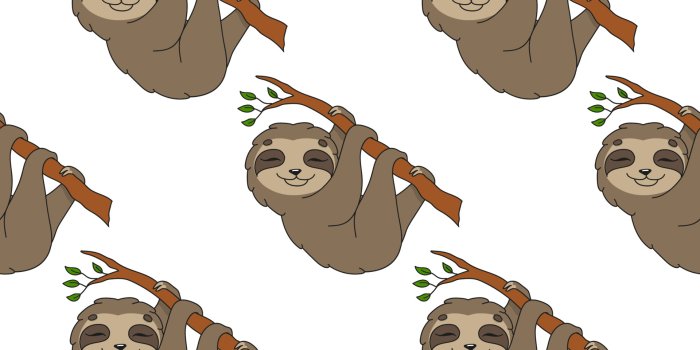 1920x1920 Happy sloth. Colored seamless pattern with cute cartoon character. Simple  flat vector illustration isolated on white background. Design wallpaper,  fabric, wrapping paper, covers, websites. 3663326 Vector Art at Vecteezy