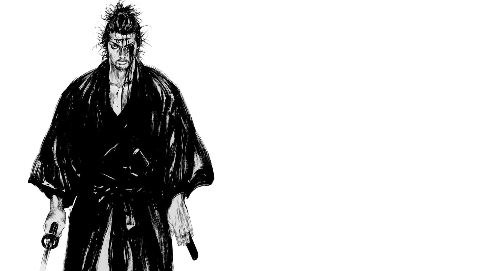 1920x1080 Vagabond #samurai Miyamoto Musashi #Japan #kimono simple background #manga  #monochrome #katana #1080P #wallpaper #… | Musashi, Miyamoto musashi,  Simple backgrounds