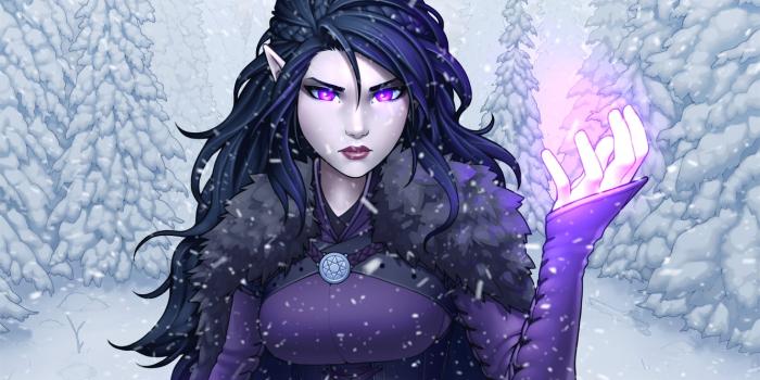 1332x850 Wallpaper winter, forest, girl, fire, magic, hair, tree, ears, palm, snow elf  images for desktop, section арт - download