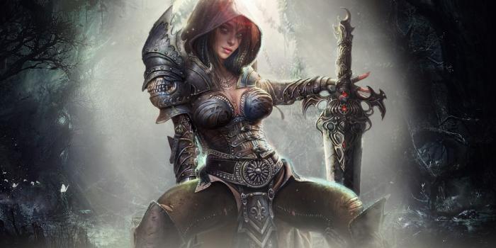 1332x850 Wallpaper Girl, Forest, Armor, Light, Style, Girl, Sword, Elf, Elf, Art,  Beautiful, Style, Fiction, Beautiful, Illustration, Elf images for desktop,  section фантастика - download