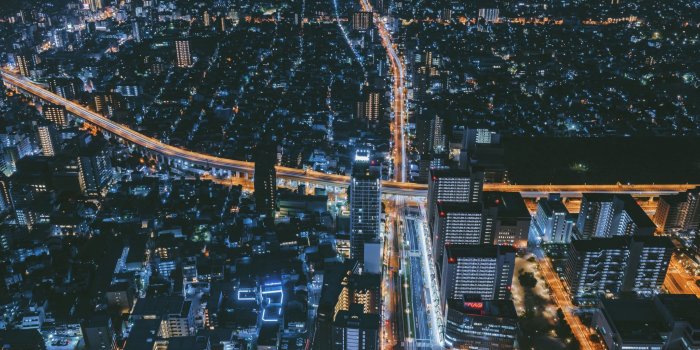 2560x1024 Download wallpaper 2560x1024 night city, top view, osaka, japan ultrawide  monitor hd background