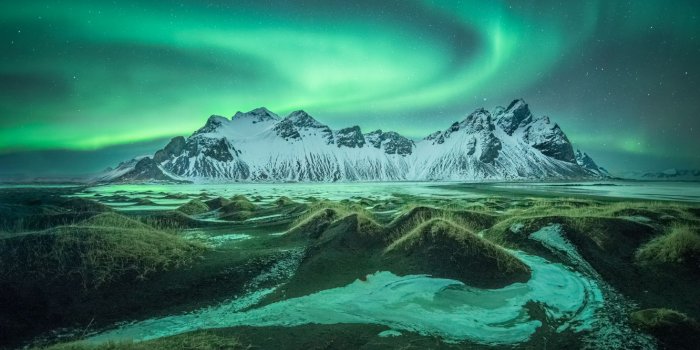 1332x850 Wallpaper lights, mountain, Nature, Iceland images for desktop, section  пейзажи - download