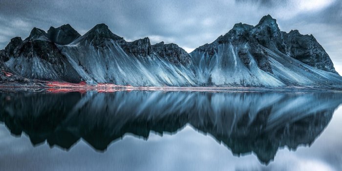 1170x2532 Vestrahorn mountain Wallpaper 4K, Evening, Cold, Reflection, Iceland, Dark,  Nature, #1812