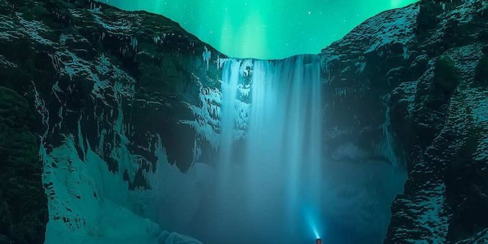 1080x1920 Iceland Waterfall Aurora In Sky IPhone Wallpaper - IPhone Wallpapers