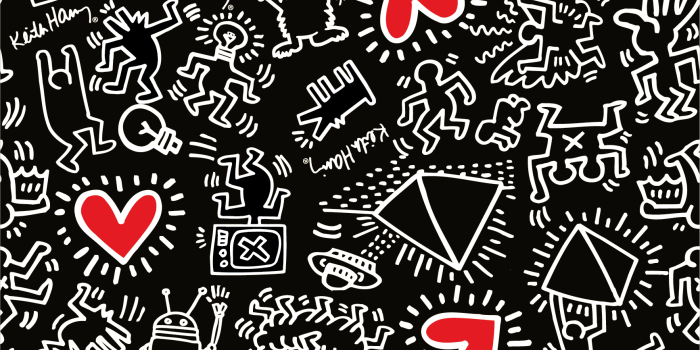 1735x1734 Heart Magnet Wallpaper by Keith Haring