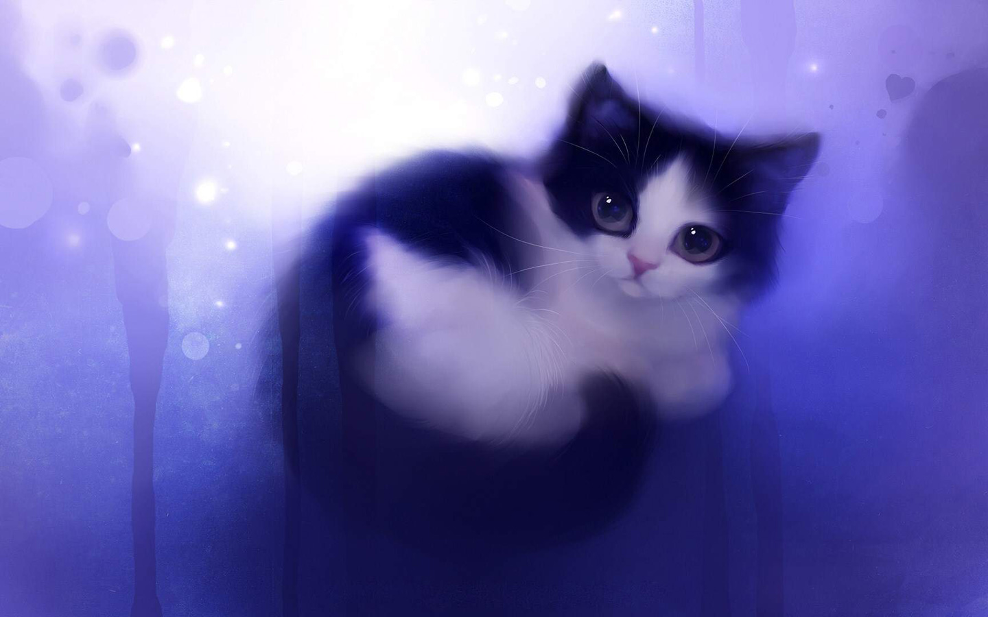 1440x900 Cat Wallpaper (Cartoon, Cute, Purple