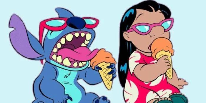 700x1244 Download Lilo And Stitch Eating Ice Cream Wallpaper | Wallpapers.com