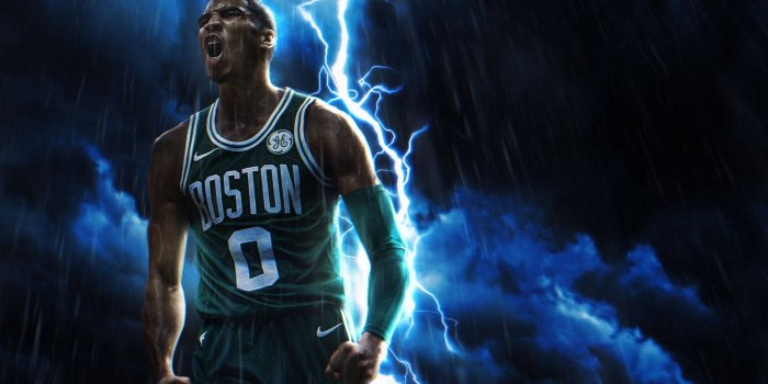 1920x1080 Download Jayson Tatum Lightning Rain Effect Wallpaper | Wallpapers.com
