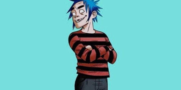 1080x1920 Download Neon Blue 2d Gorillaz Wallpaper | Wallpapers.com