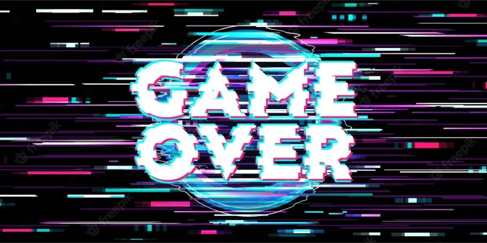 2000x820 Premium Vector | Distortion screen for game over wallpaper with error  message