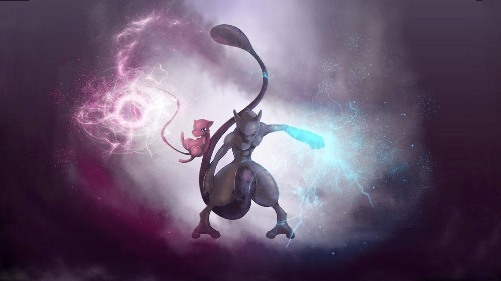 1920x1080 Download Mew And Mewtwo Fanart Wallpaper | Wallpapers.com