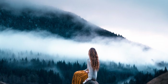 1332x850 Wallpaper girl, landscape, stones, view, Lizzy Gadd, Morning Meditation  images for desktop, section природа - download