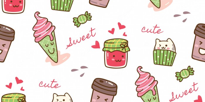 2000x2140 Premium Vector | Food and drink kawaii pattern