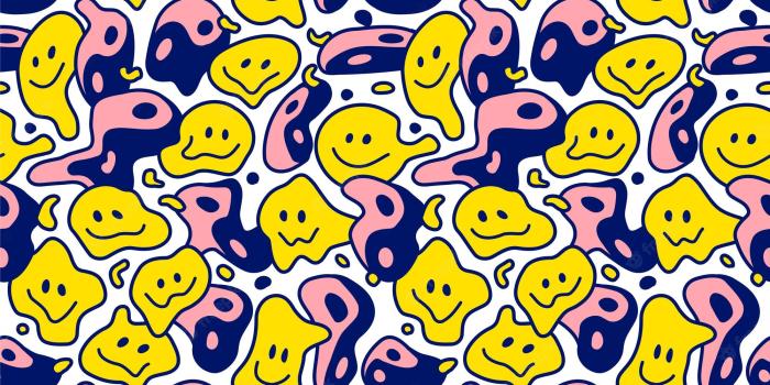2000x2000 Premium Vector | Psychedelic deformed wavy smile face and yin yang seamless  pattern. vector hand drawn line doodle cartoon illustration wallpaper.  trippy lsd print,yin yang,smile face seamless pattern concept