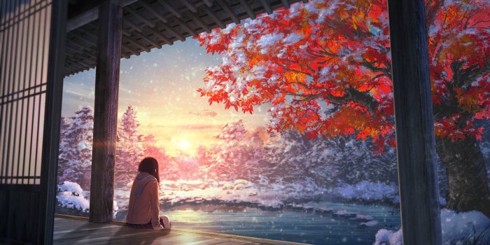 1920x1080 Download Chill Anime Girl During Winter Wallpaper | Wallpapers.com