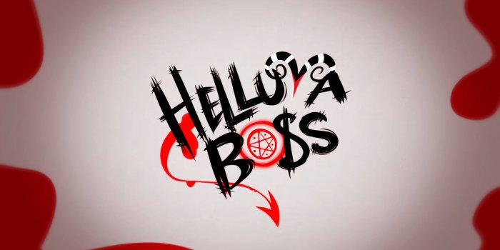 1920x1080 Download Helluva Boss Funky Logo Wallpaper | Wallpapers.com