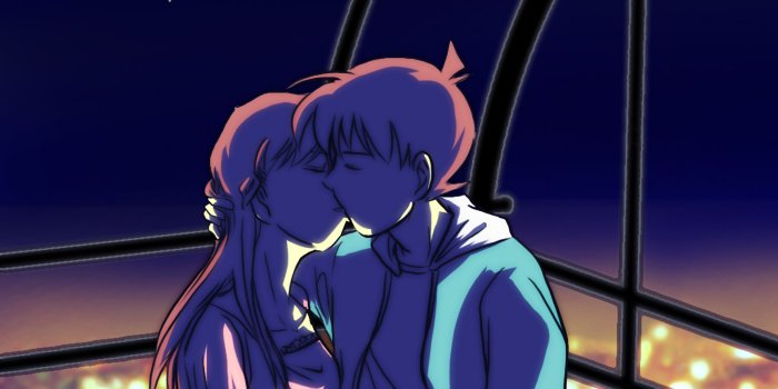 2560x1440 Download wallpaper 2560x1440 couple, kiss, art, love, anime widescreen 16:9  hd background