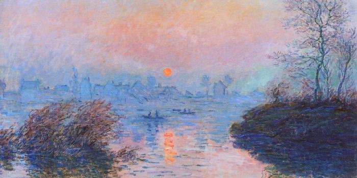 1332x850 Wallpaper landscape, picture, Claude Monet, Sunset on the Seine in  Lavacore. Winter Effect images for desktop, section живопись - download