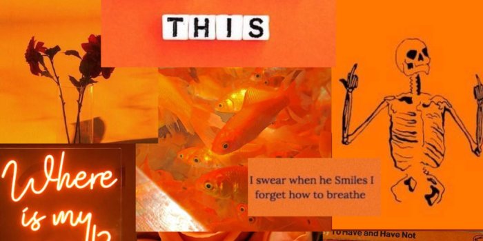 1080x1919 Download Orange Aesthetic Collage Phone Wallpaper | Wallpapers.com