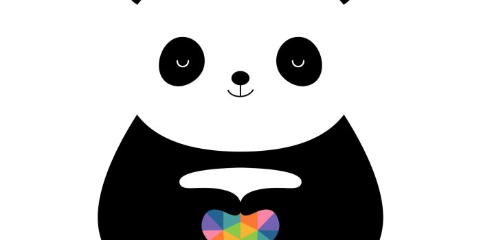 2048x2048 Cute panda Wallpaper 4K, Love heart, Colorful hearts, White background, Cute,  #6575