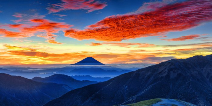 2560x1024 Download wallpaper 2560x1024 mount fuji, clouds, sunset, panaromic, dual  wide 21:9 2560x1024 hd background, 4578