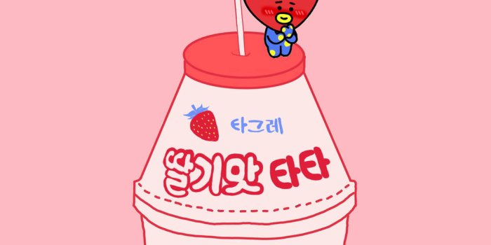 1079x1920 Download Bt21 Tata Strawberry Milk Wallpaper | Wallpapers.com